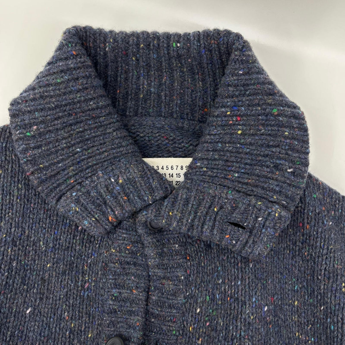 MARTIN MARGIELA マルタンマルジェラ 08年製 ここのえ期　30HA166 ネイビー ウール ネップ柄 ボタンカーディガン トップス