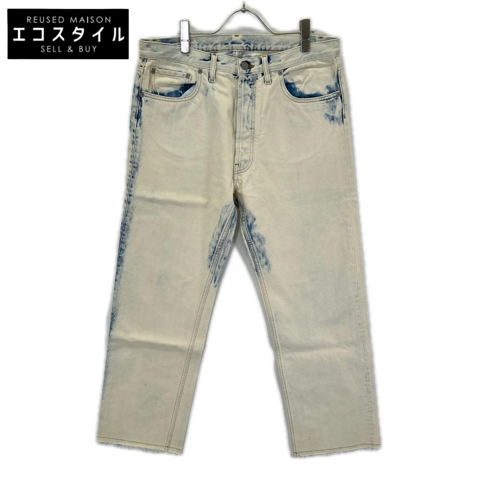 Maison margiela メゾンマルジェラ 20年製 S30LA0172 ブルー×ホワイト コーティング カットオフデニム ボトムス