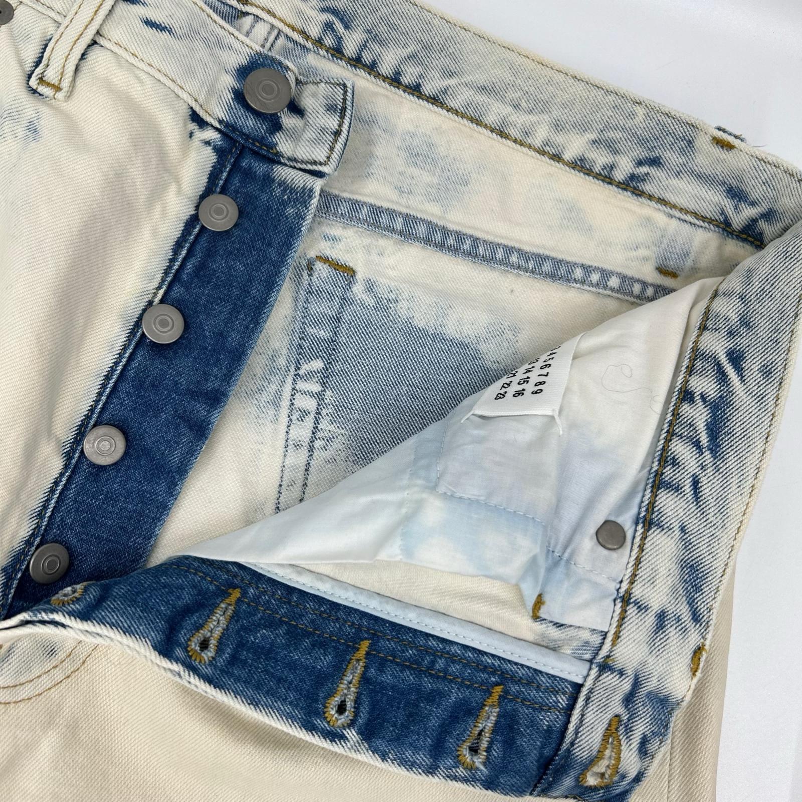 Maison margiela メゾンマルジェラ 20年製 S30LA0172 ブルー×ホワイト コーティング カットオフデニム ボトムス