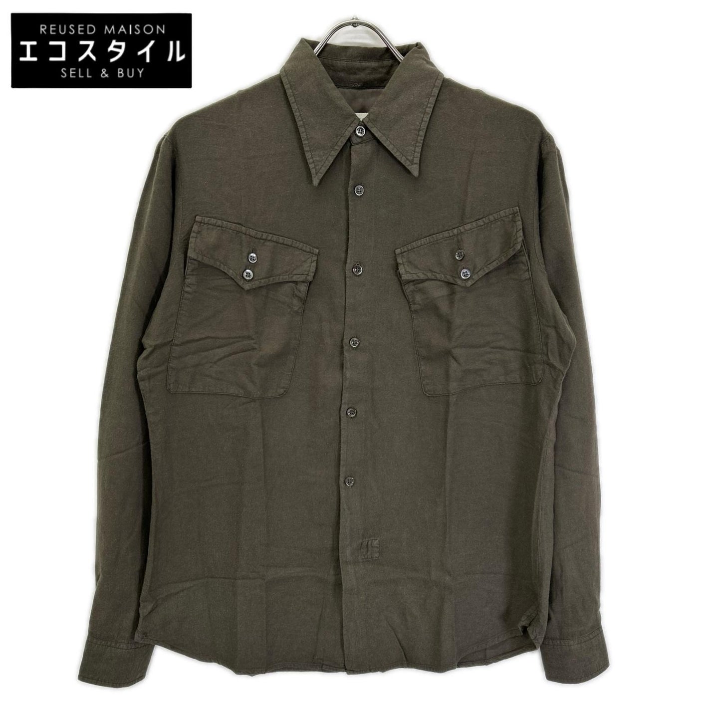 MARTIN MARGIELA マルタンマルジェラ 02年 ここのえ カーキ コットンレーヨン フラップポケットシャツ トップス