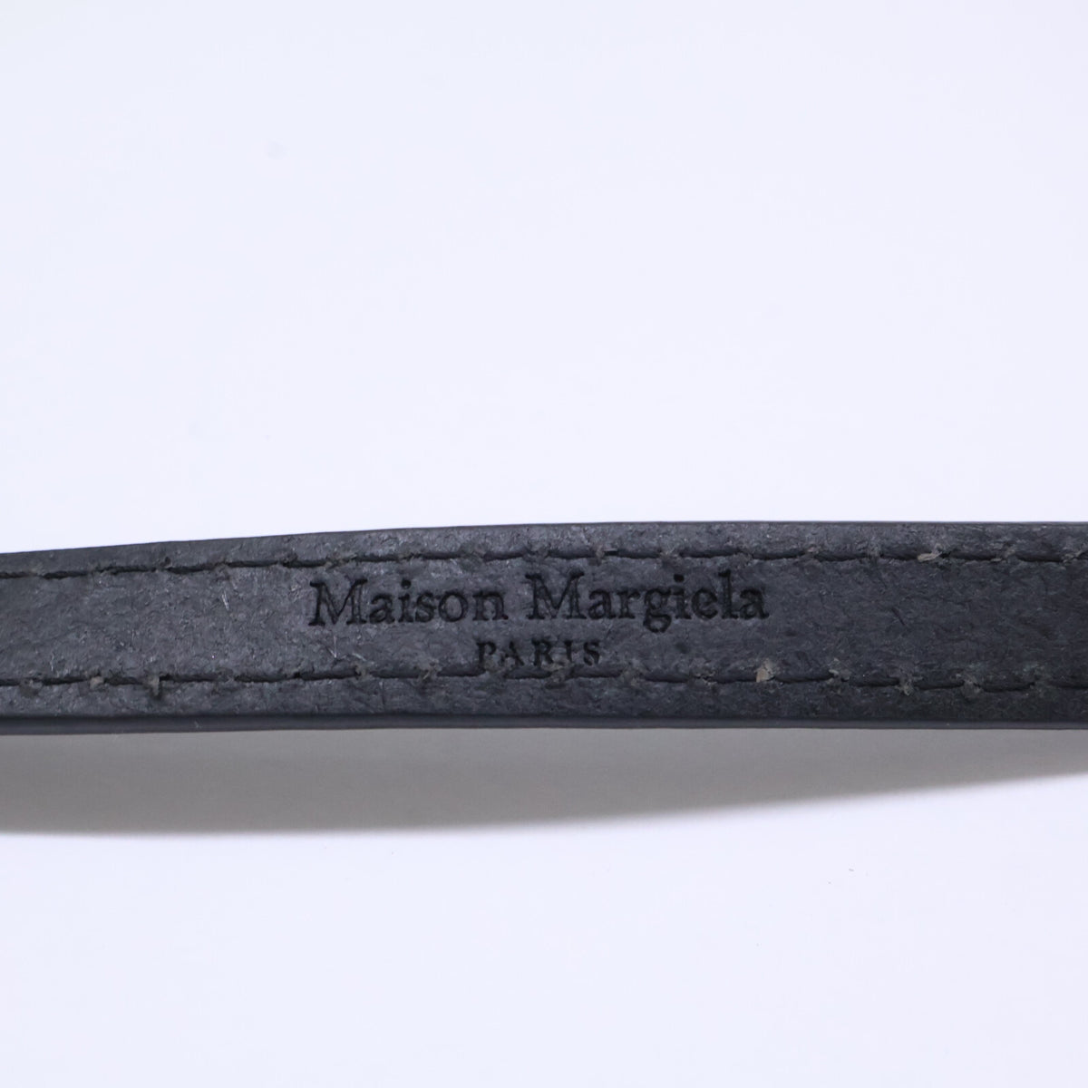 Maison margiela メゾンマルジェラ 【美品】ホワイトステッチ レザー 二重 ナロー ベルト