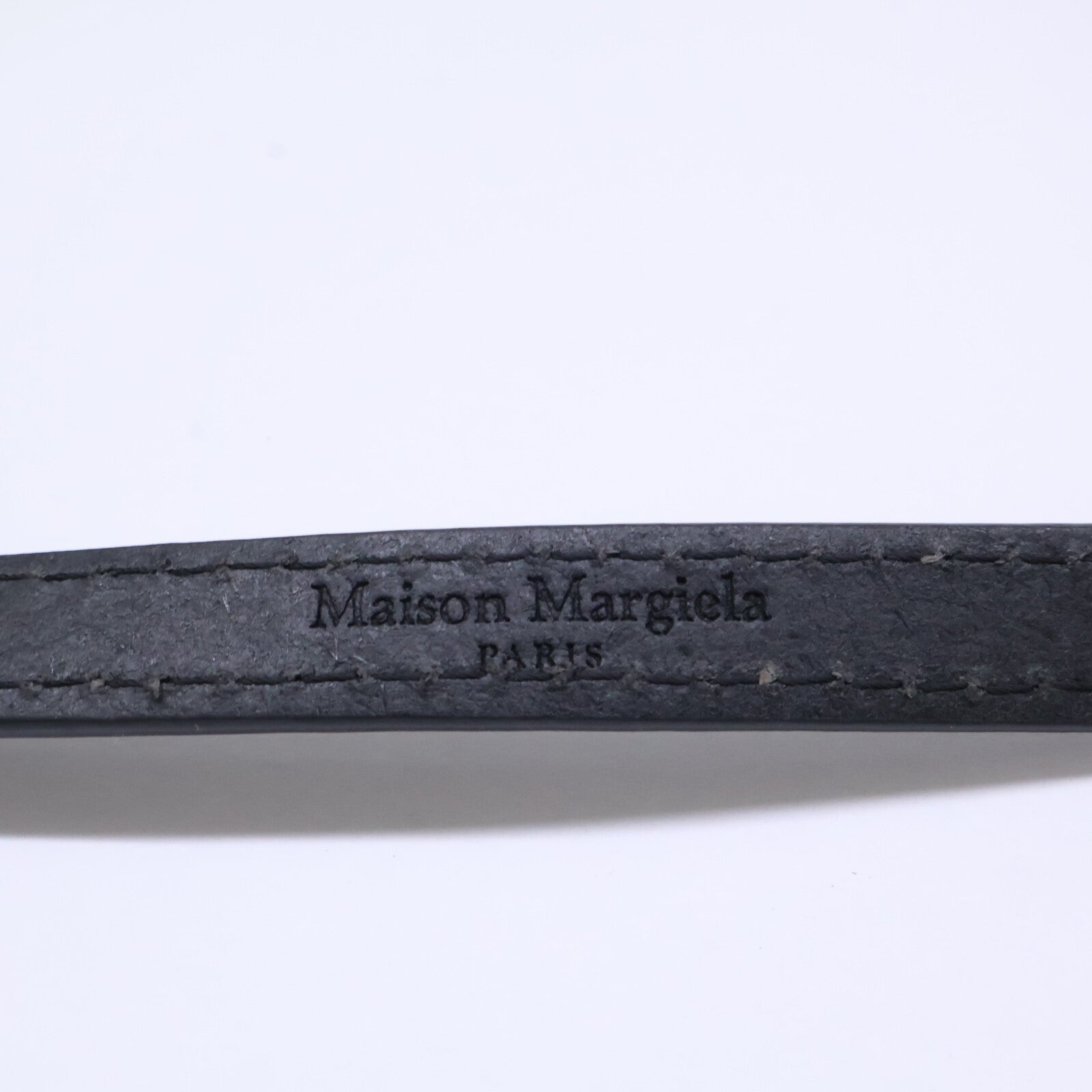 Maison margiela メゾンマルジェラ 【美品】ホワイトステッチ レザー 二重 ナロー ベルト