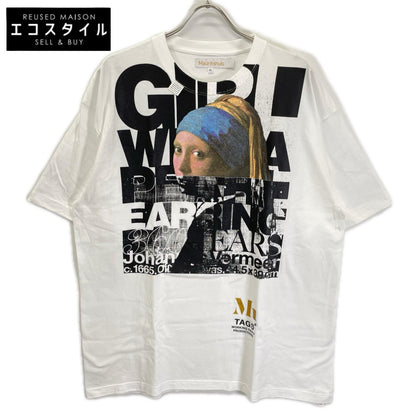 TAGS WKGPTY タグス ワーキングパーティ ×Mauritshuis ホワイト 真珠の耳飾りの女 プリントTシャツ トップス