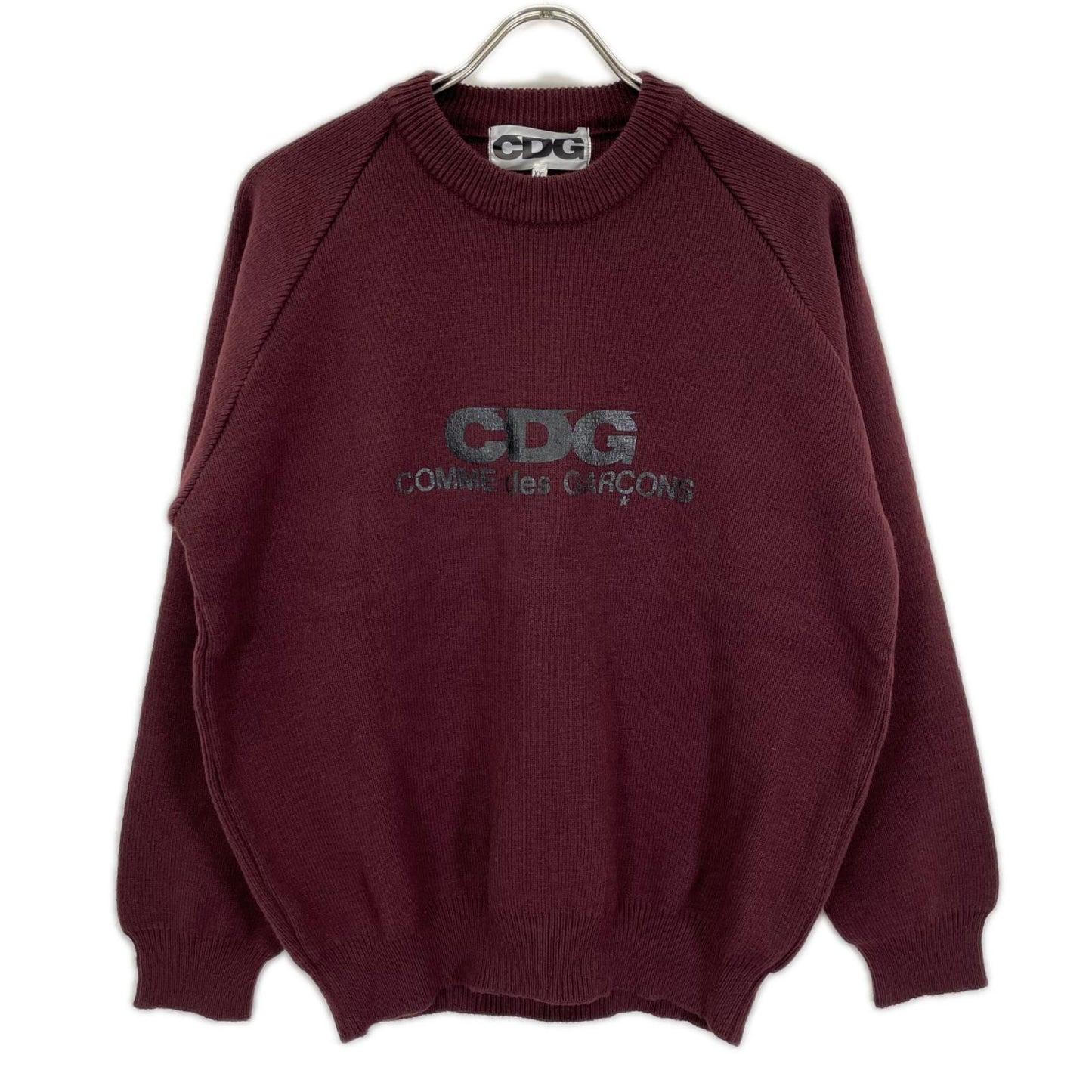 CDG シーディージー 24AW SN-N009 バーガンディ プリント クルーネックニットトップス トップス