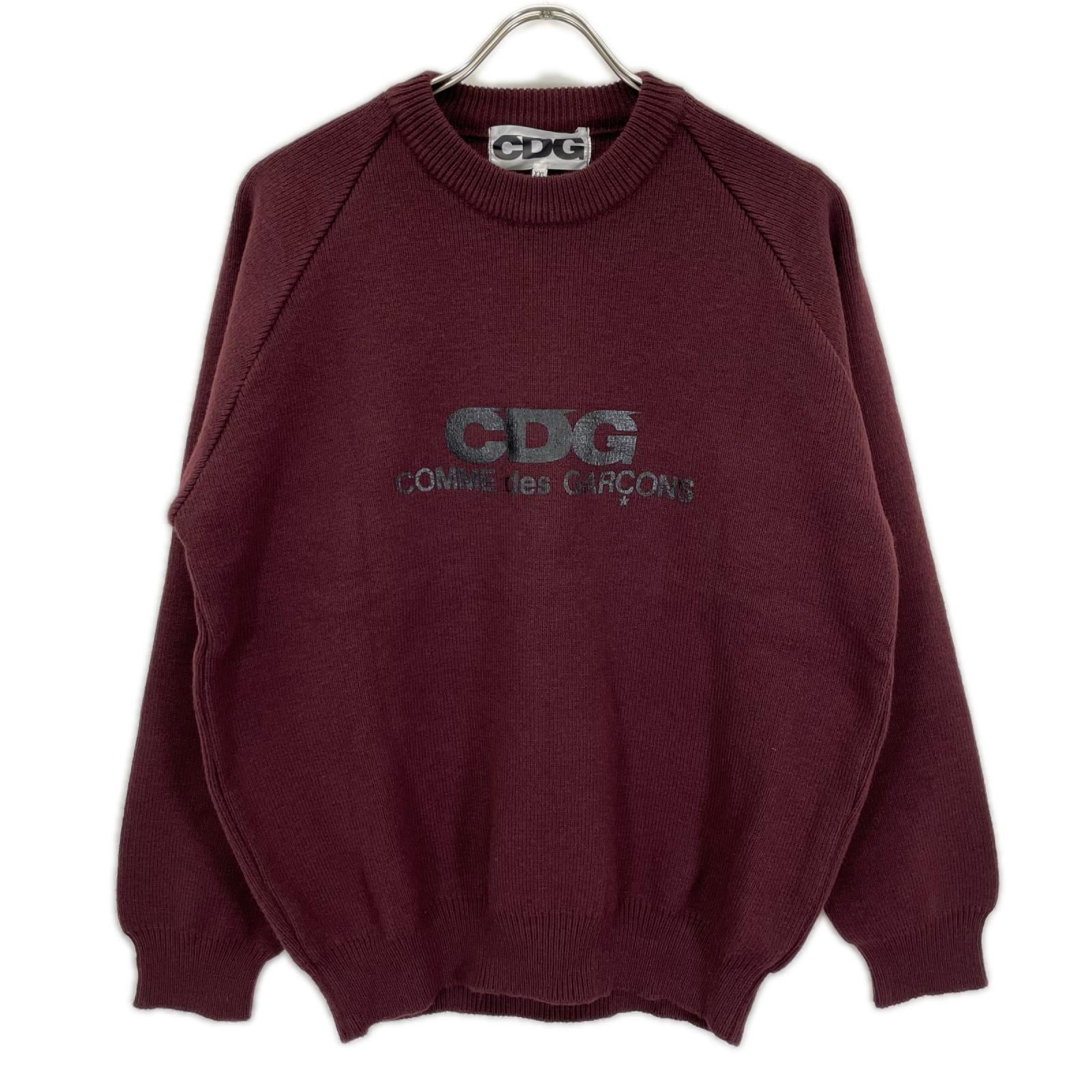 CDG シーディージー 24AW SN-N009 バーガンディ プリント クルーネックニットトップス トップス