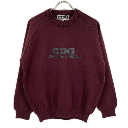 CDG シーディージー 24AW SN-N009 バーガンディ プリント クルーネックニットトップス トップス
