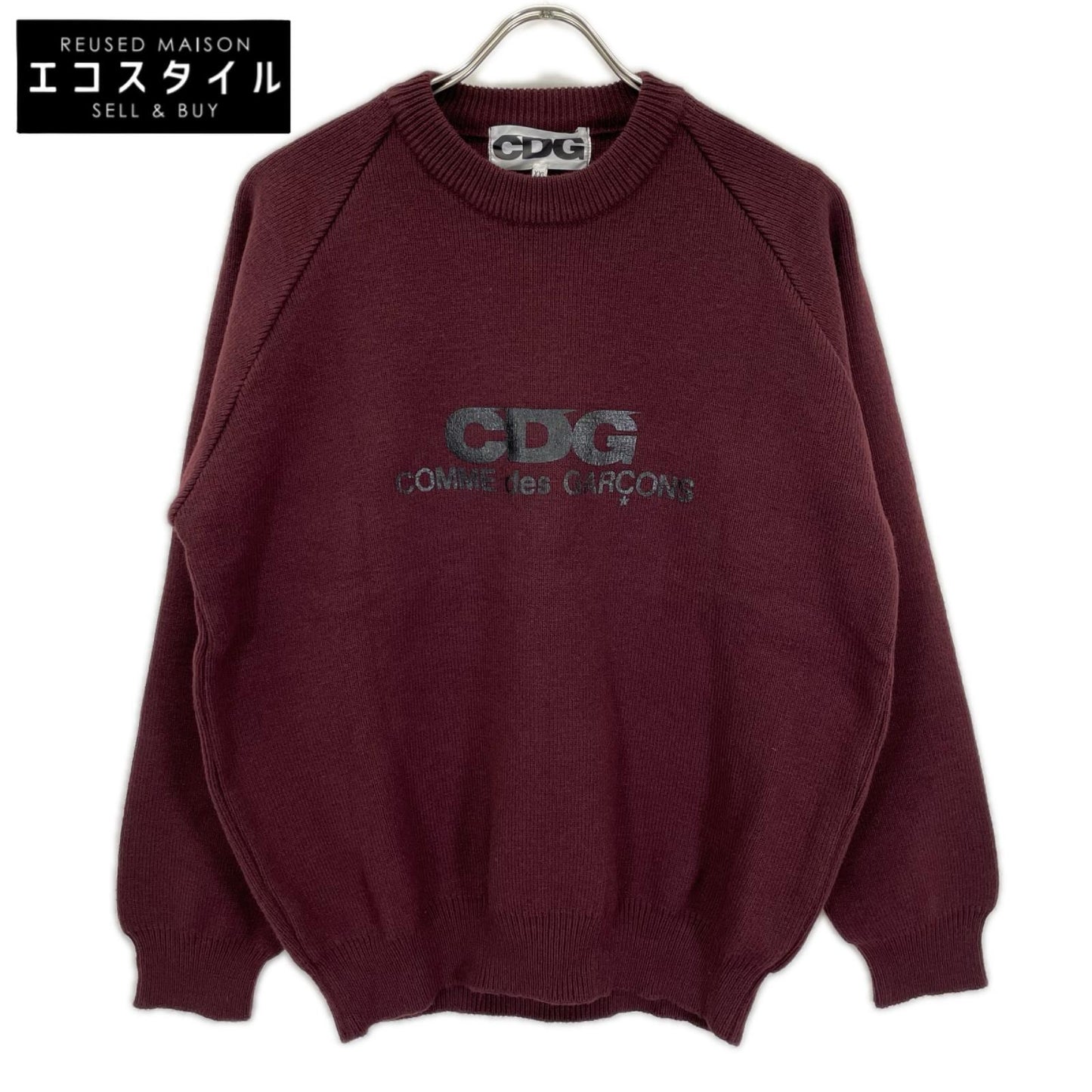 CDG シーディージー 24AW SN-N009 バーガンディ プリント クルーネックニットトップス トップス