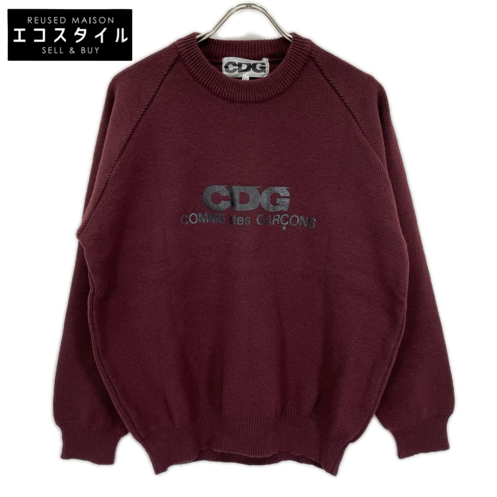 CDG シーディージー 24AW SN-N009 バーガンディ プリント クルーネックニットトップス トップス