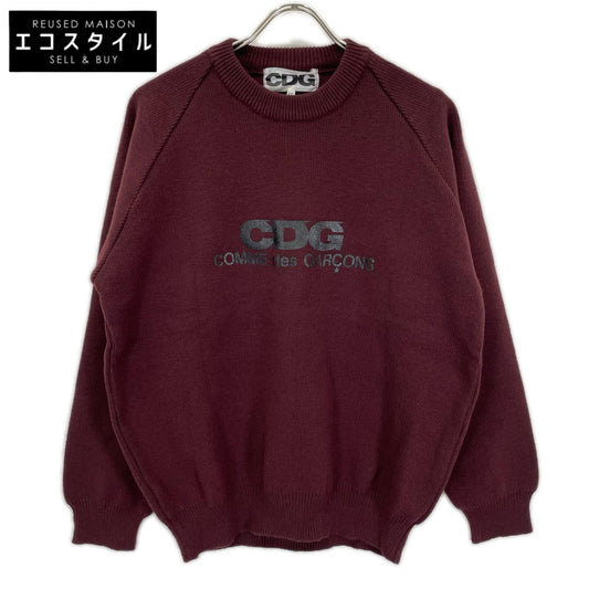 CDG シーディージー 24AW SN-N009 バーガンディ プリント クルーネックニットトップス トップス