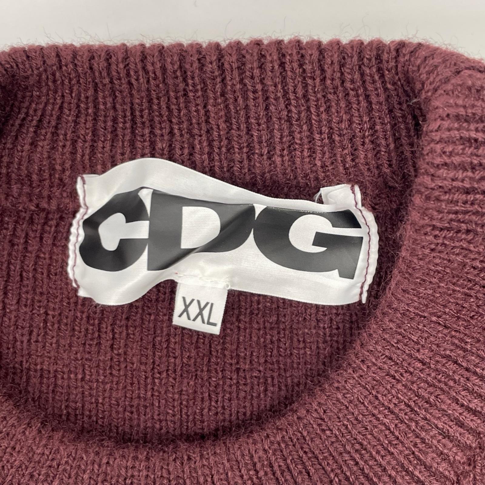 CDG シーディージー 24AW SN-N009 バーガンディ プリント クルーネックニットトップス トップス