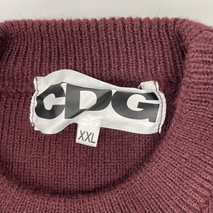 CDG シーディージー 24AW SN-N009 バーガンディ プリント クルーネックニットトップス トップス