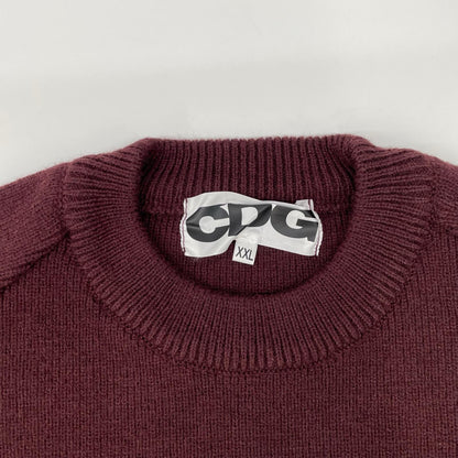 CDG シーディージー 24AW SN-N009 バーガンディ プリント クルーネックニットトップス トップス