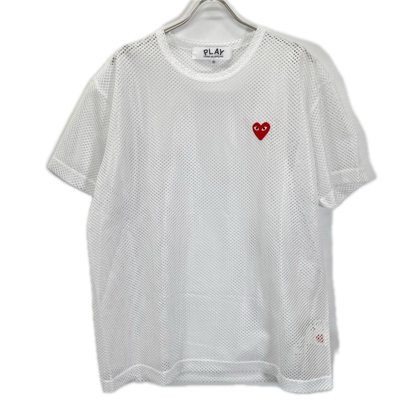 PLAYCOMMEdesGARCONS プレイコムデギャルソン 26SS AX-T351 ホワイト RED EMBLEM MESH TEE Tシャツ トップス