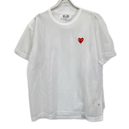 PLAYCOMMEdesGARCONS プレイコムデギャルソン 26SS AX-T351 ホワイト RED EMBLEM MESH TEE Tシャツ トップス