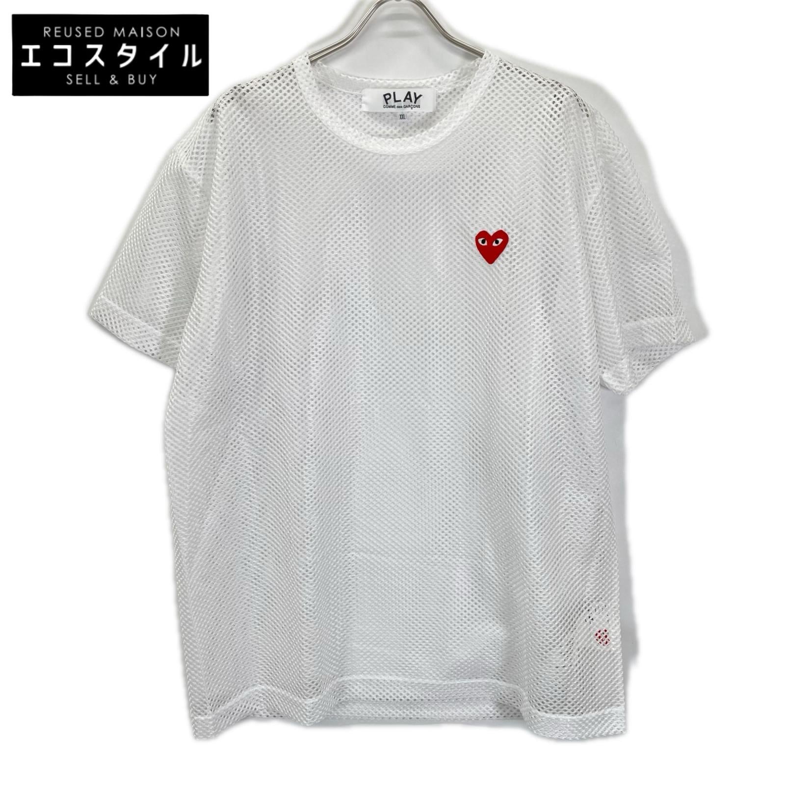 PLAYCOMMEdesGARCONS プレイコムデギャルソン 26SS AX-T351 ホワイト RED EMBLEM MESH TEE Tシャツ トップス