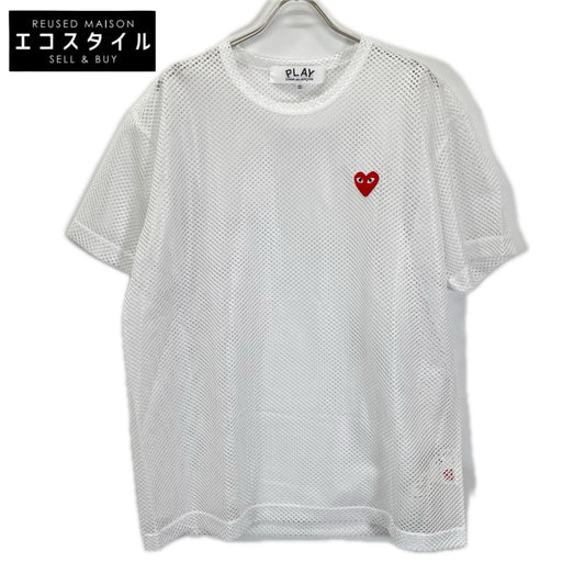 PLAYCOMMEdesGARCONS プレイコムデギャルソン 26SS AX-T351 ホワイト RED EMBLEM MESH TEE Tシャツ トップス