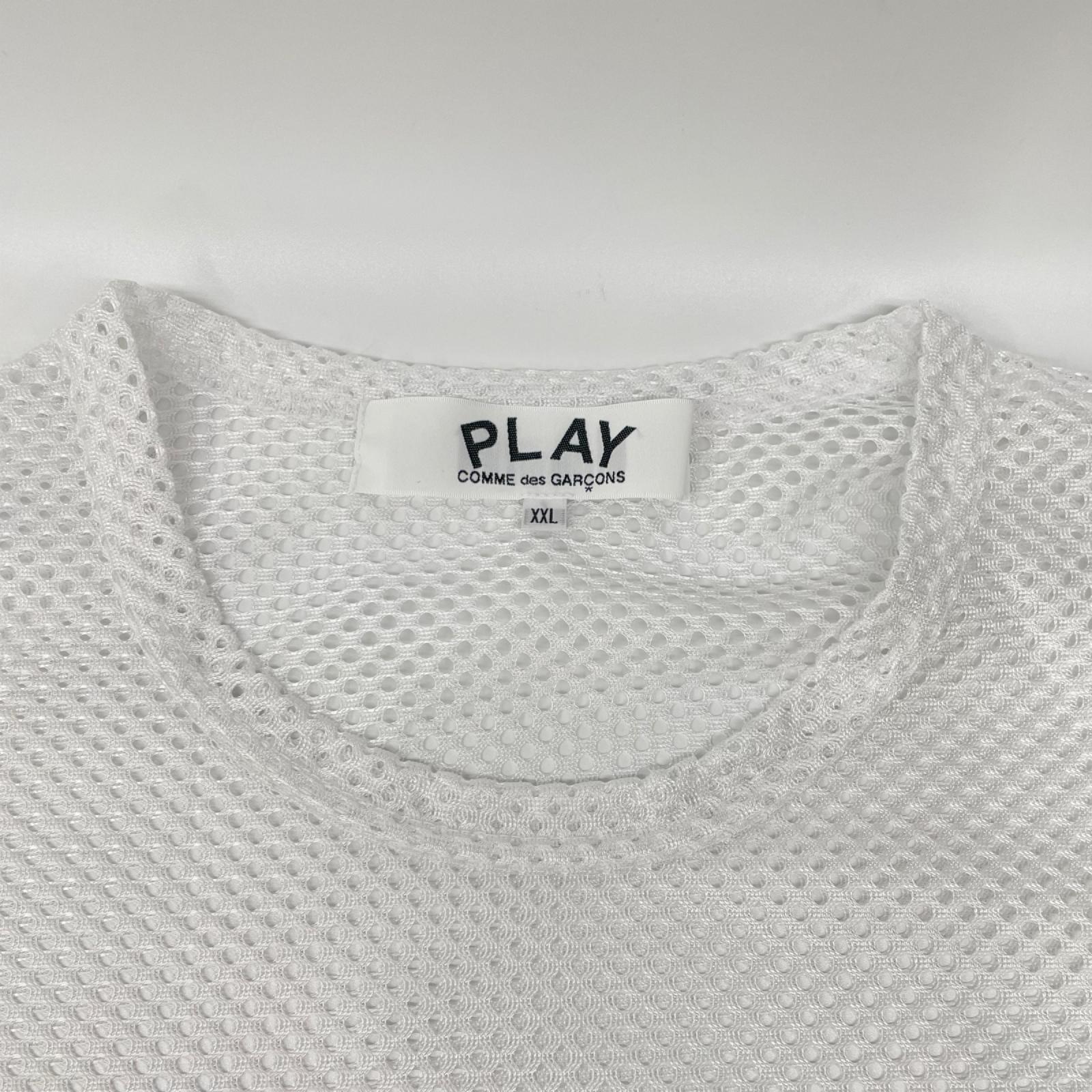 PLAYCOMMEdesGARCONS プレイコムデギャルソン 26SS AX-T351 ホワイト RED EMBLEM MESH TEE Tシャツ トップス