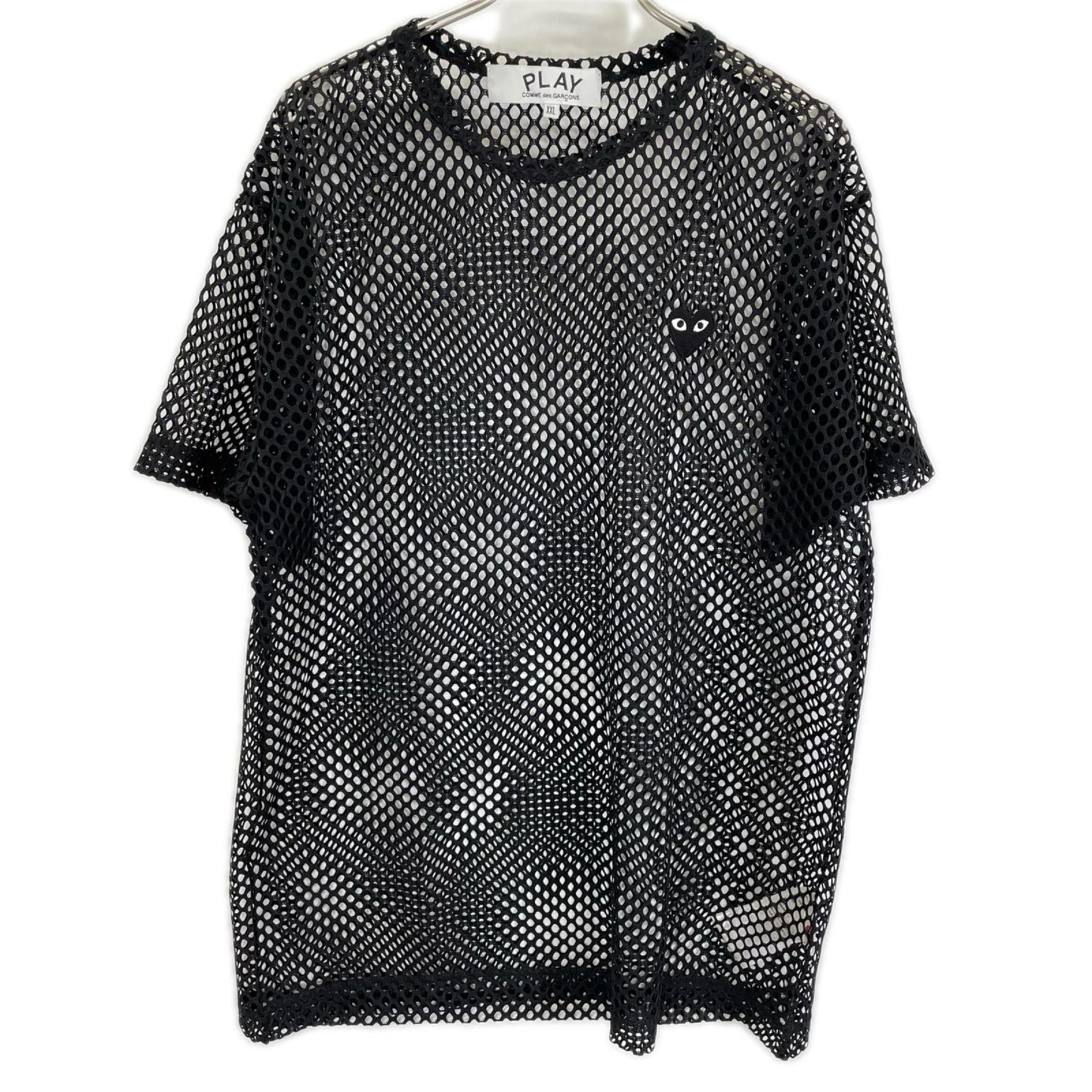 PLAYCOMMEdesGARCONS プレイコムデギャルソン 26SS AX-T352 ブラック BLACK EMBLEM MESH TEE Tシャツ トップス