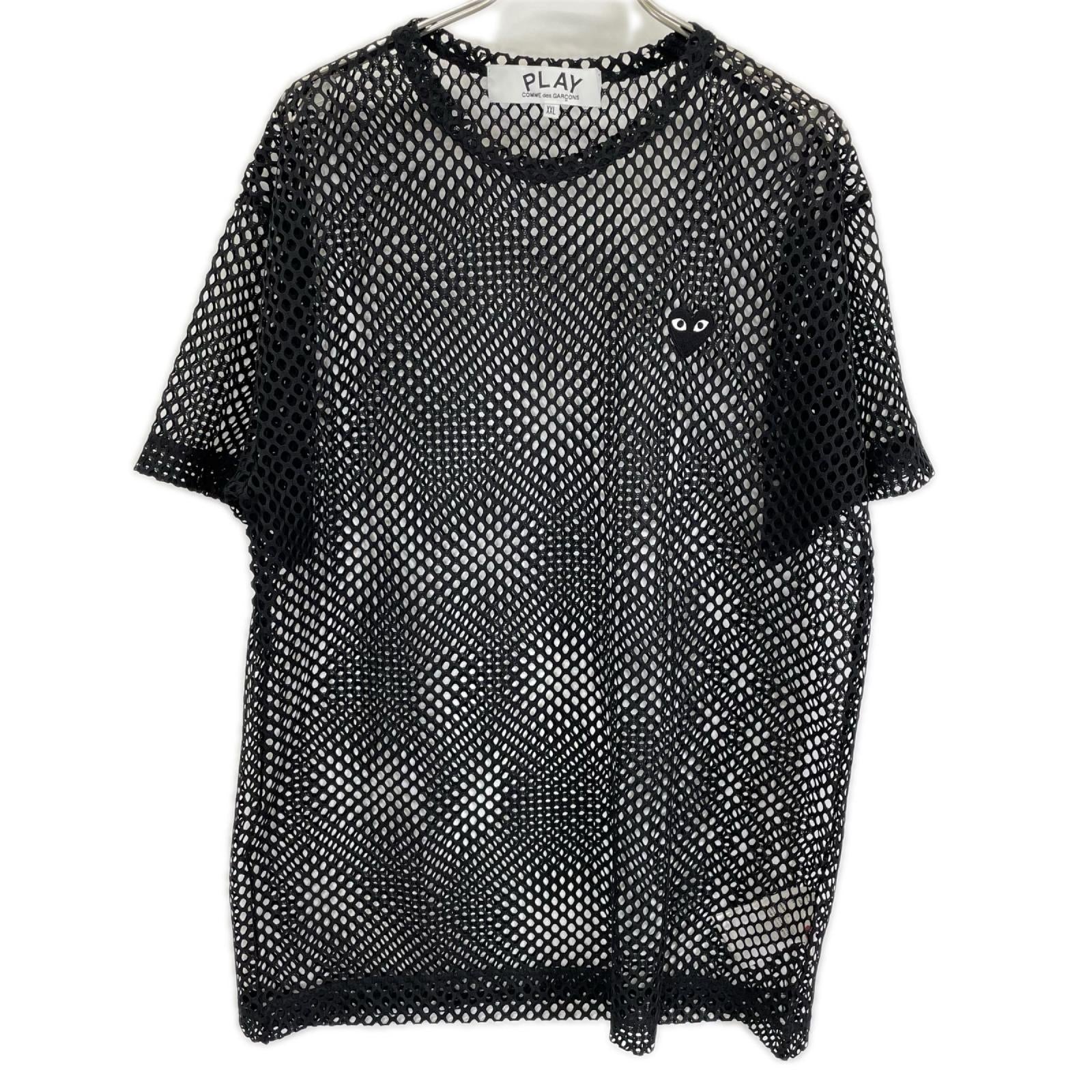 PLAYCOMMEdesGARCONS プレイコムデギャルソン 26SS AX-T352 ブラック BLACK EMBLEM MESH TEE Tシャツ トップス