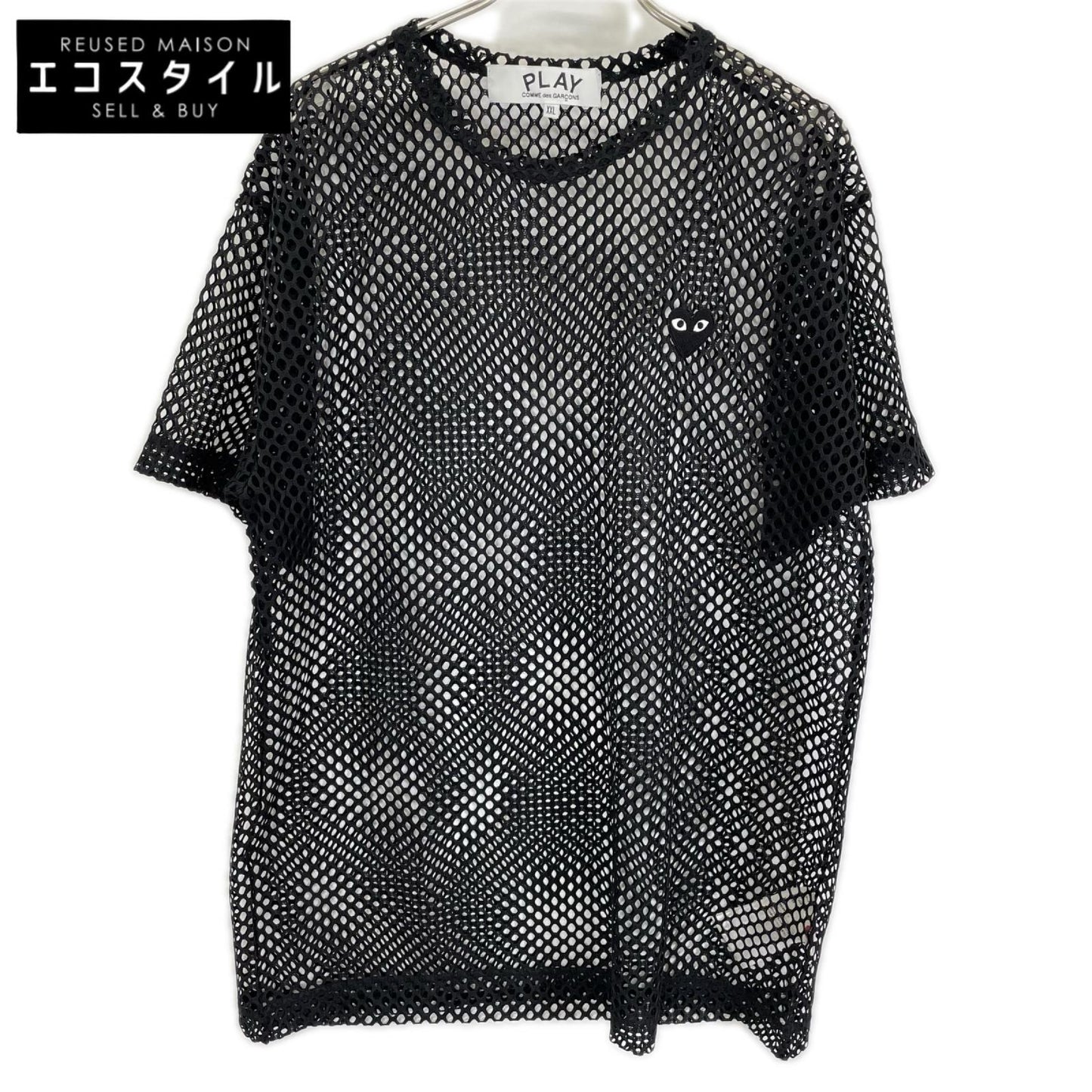 PLAYCOMMEdesGARCONS プレイコムデギャルソン 26SS AX-T352 ブラック BLACK EMBLEM MESH TEE Tシャツ トップス