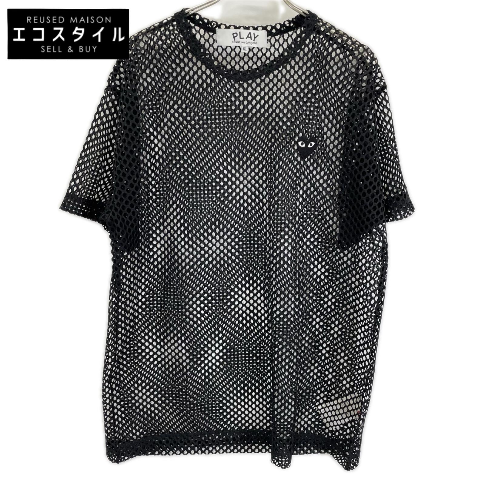 PLAYCOMMEdesGARCONS プレイコムデギャルソン 26SS AX-T352 ブラック BLACK EMBLEM MESH TEE Tシャツ トップス