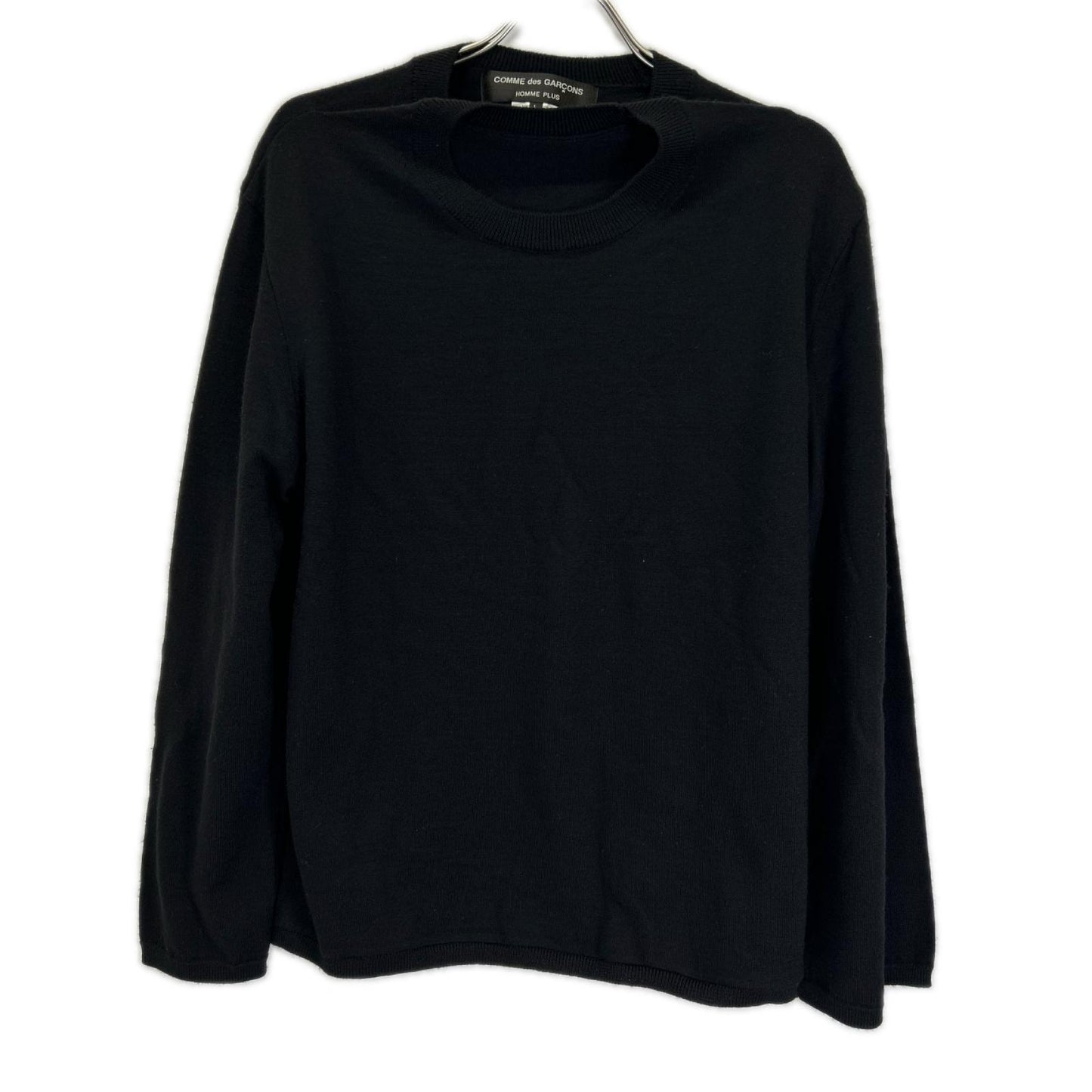 COMMEdesGARCONS HOMME PLUS コムデギャルソンオムプリュス 24SS PM-N017 ブラック ウール ドッキング ダブルニット トップス