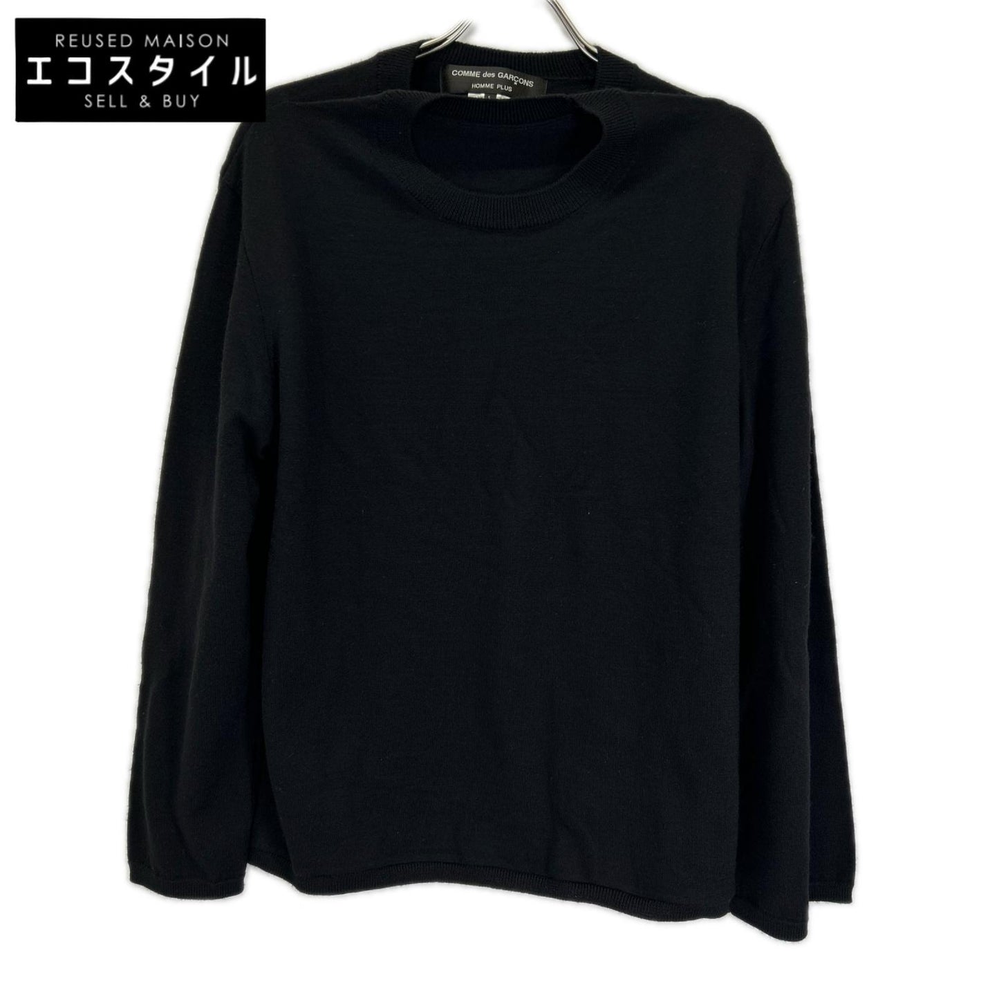 COMMEdesGARCONS HOMME PLUS コムデギャルソンオムプリュス 24SS PM-N017 ブラック ウール ドッキング ダブルニット トップス