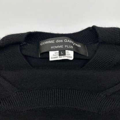 COMMEdesGARCONS HOMME PLUS コムデギャルソンオムプリュス 24SS PM-N017 ブラック ウール ドッキング ダブルニット トップス