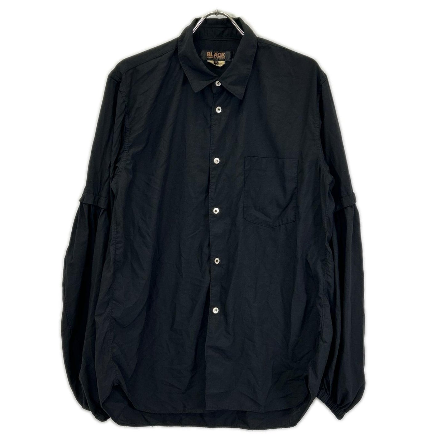 BLACKCOMMEdesGARCONS ブラックコムデギャルソン 26SS 1Q-B004 ブラック エステルスパンブロード 製品後加工シャツ トップス