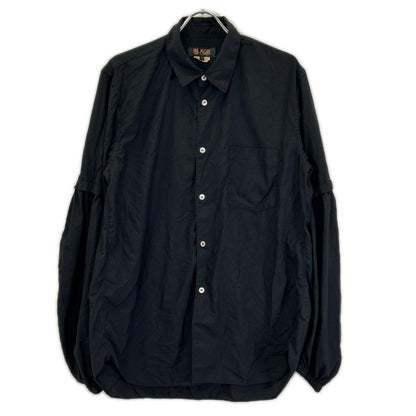 BLACKCOMMEdesGARCONS ブラックコムデギャルソン 26SS 1Q-B004 ブラック エステルスパンブロード 製品後加工シャツ トップス