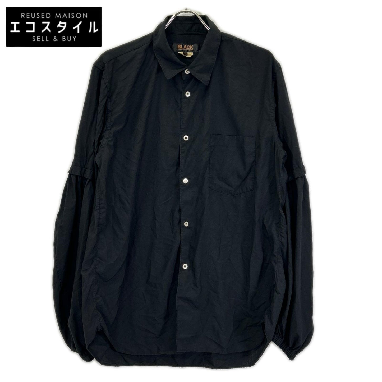 BLACKCOMMEdesGARCONS ブラックコムデギャルソン 26SS 1Q-B004 ブラック エステルスパンブロード 製品後加工シャツ トップス