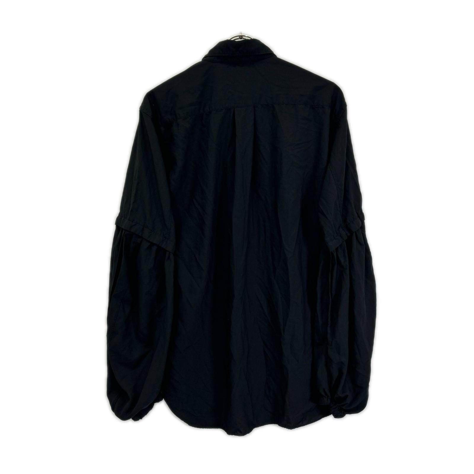 BLACKCOMMEdesGARCONS ブラックコムデギャルソン 26SS 1Q-B004 ブラック エステルスパンブロード 製品後加工シャツ トップス
