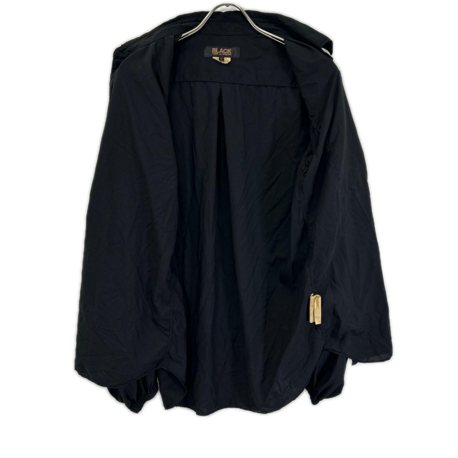 BLACKCOMMEdesGARCONS ブラックコムデギャルソン 26SS 1Q-B004 ブラック エステルスパンブロード 製品後加工シャツ トップス