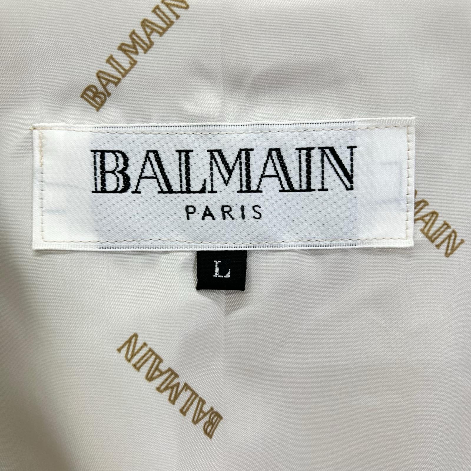 BALMAIN バルマン ベージュ ラムレザー 裏地総柄 シャツジャケット ジャケット