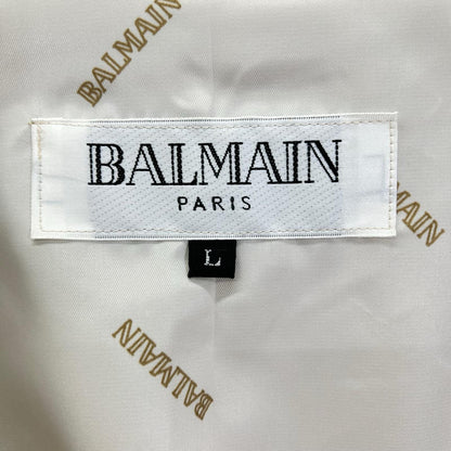 BALMAIN バルマン ベージュ ラムレザー 裏地総柄 シャツジャケット ジャケット