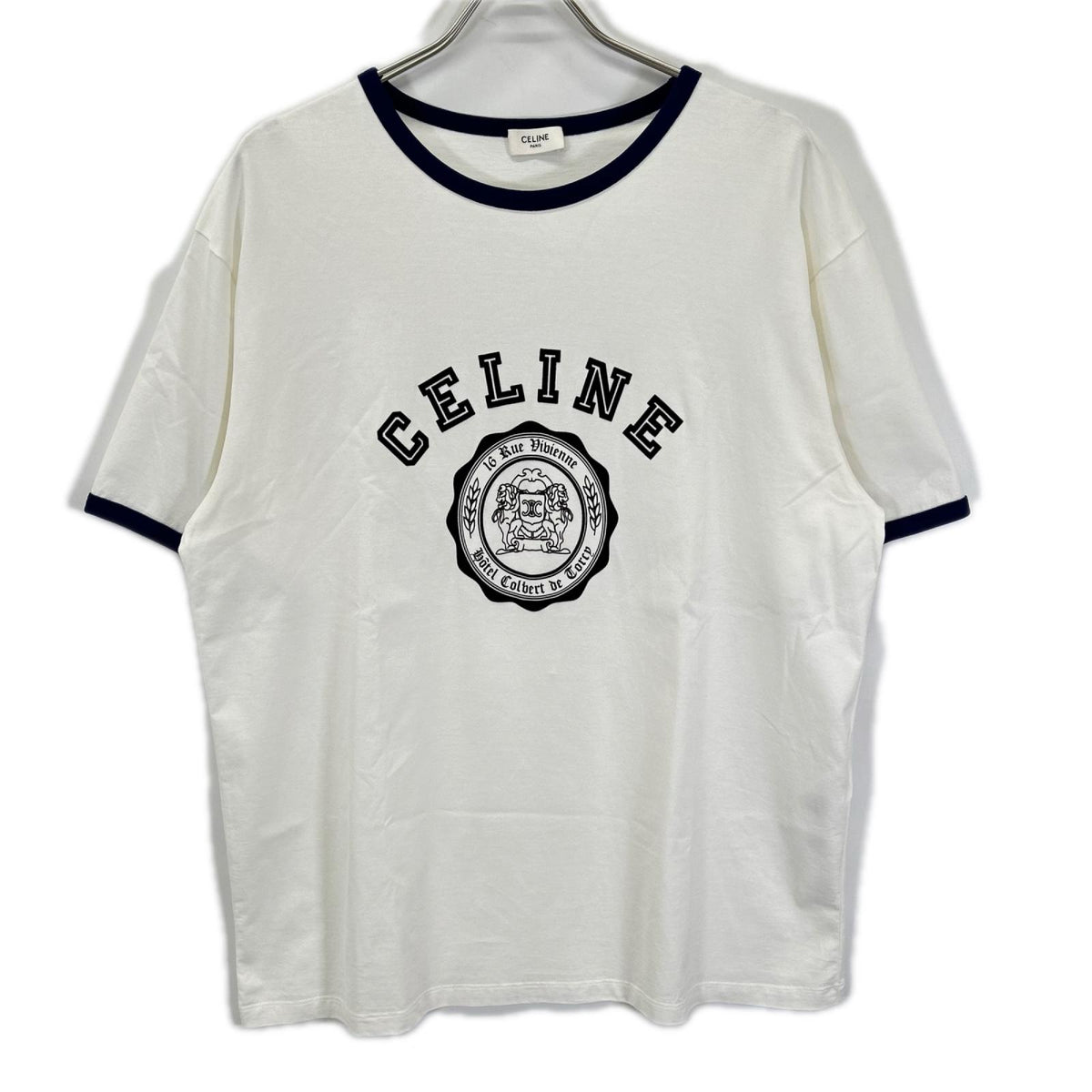 CELINE セリーヌ RX00F507Z ホワイト BLASON LOOSE ロゴ プリント 半袖Tシャツ トップス