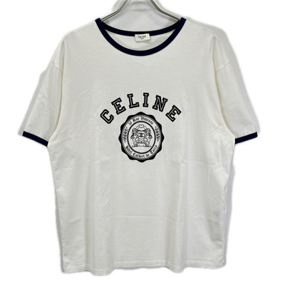 CELINE セリーヌ RX00F507Z ホワイト BLASON LOOSE ロゴ プリント 半袖Tシャツ トップス