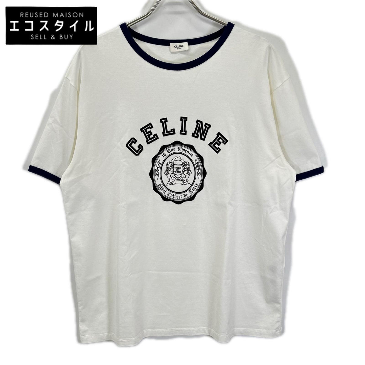 CELINE セリーヌ RX00F507Z ホワイト BLASON LOOSE ロゴ プリント 半袖Tシャツ トップス