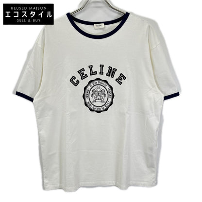 CELINE セリーヌ RX00F507Z ホワイト BLASON LOOSE ロゴ プリント 半袖Tシャツ トップス