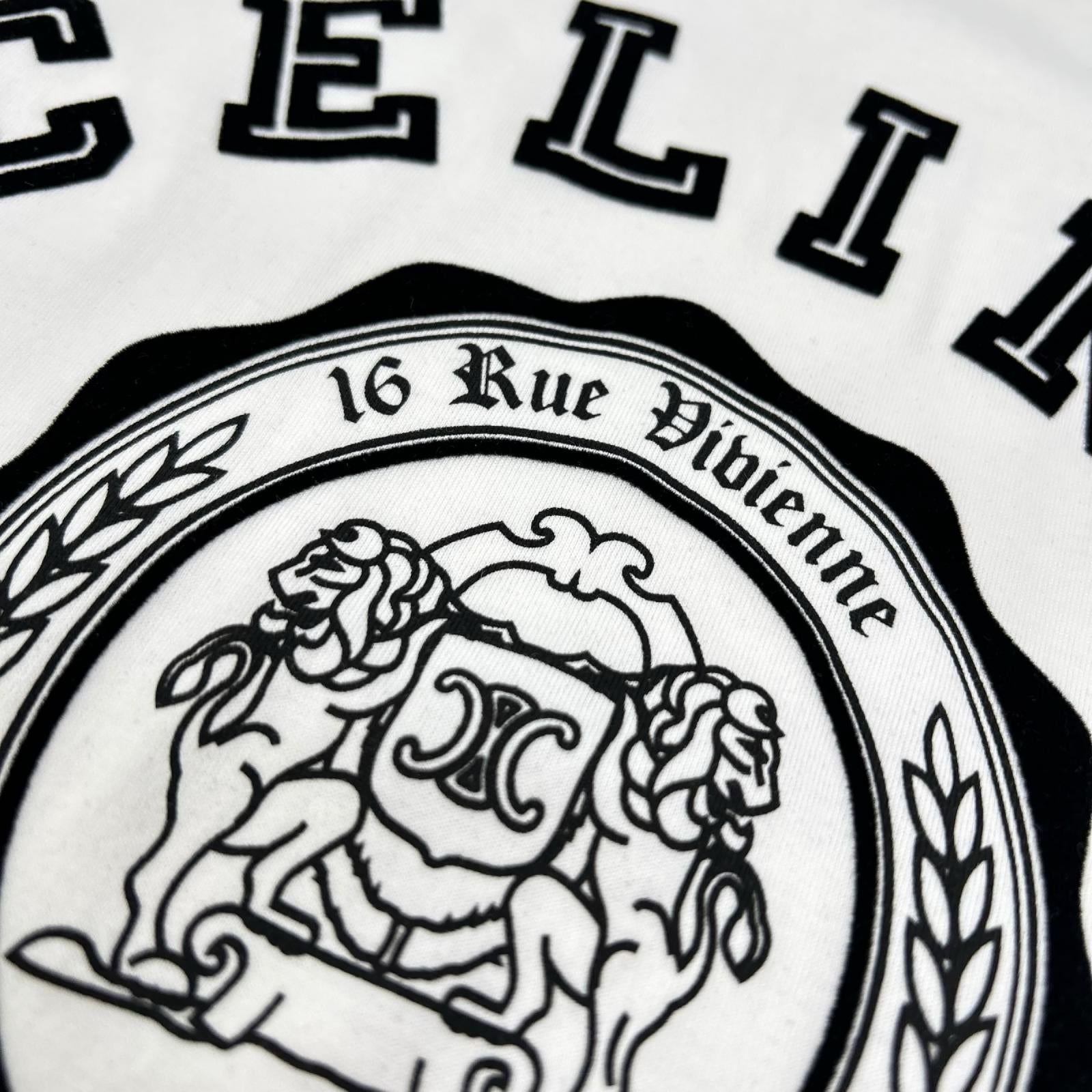 CELINE セリーヌ RX00F507Z ホワイト BLASON LOOSE ロゴ プリント 半袖Tシャツ トップス