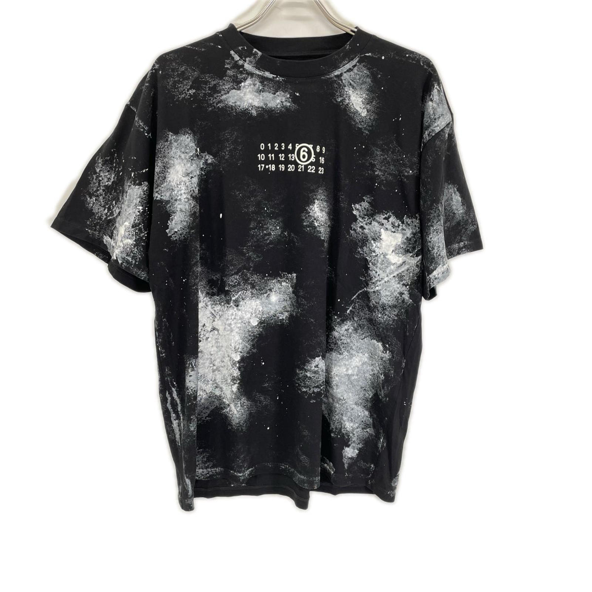 MM6 エムエムシックス SH2GC0039 26SS ブラック ロゴ ペイント 半袖 Tシャツ トップス