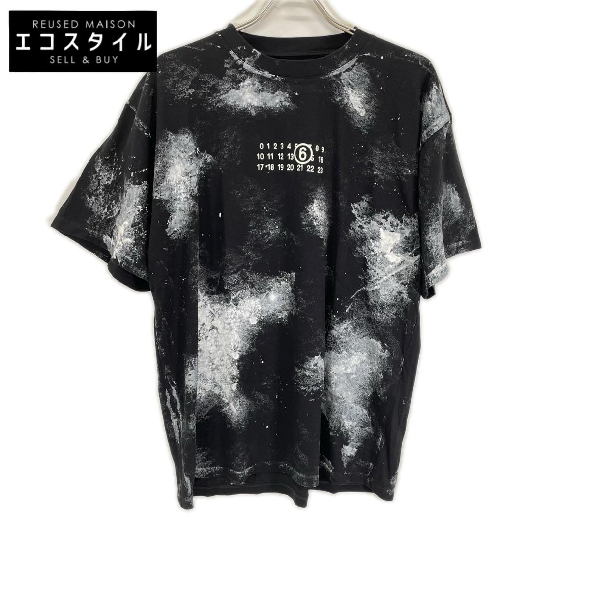 MM6 エムエムシックス SH2GC0039 26SS ブラック ロゴ ペイント 半袖 Tシャツ トップス