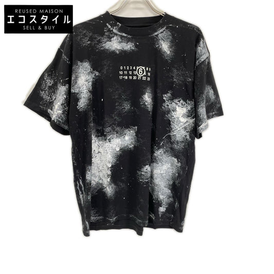 MM6 エムエムシックス SH2GC0039 26SS ブラック ロゴ ペイント 半袖 Tシャツ トップス