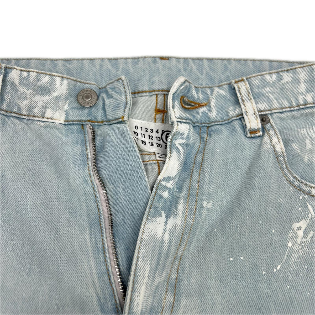 MM6 エムエムシックス SH2LA0054 26SS ライトブルー ペイント デニムパンツ ボトムス