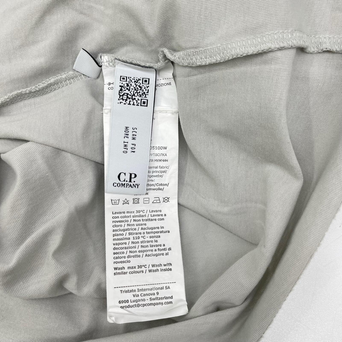 C.P.COMPANY シーピーカンパニー ライトグレー 30/1 Jersey Logo Label Tシャツ トップス