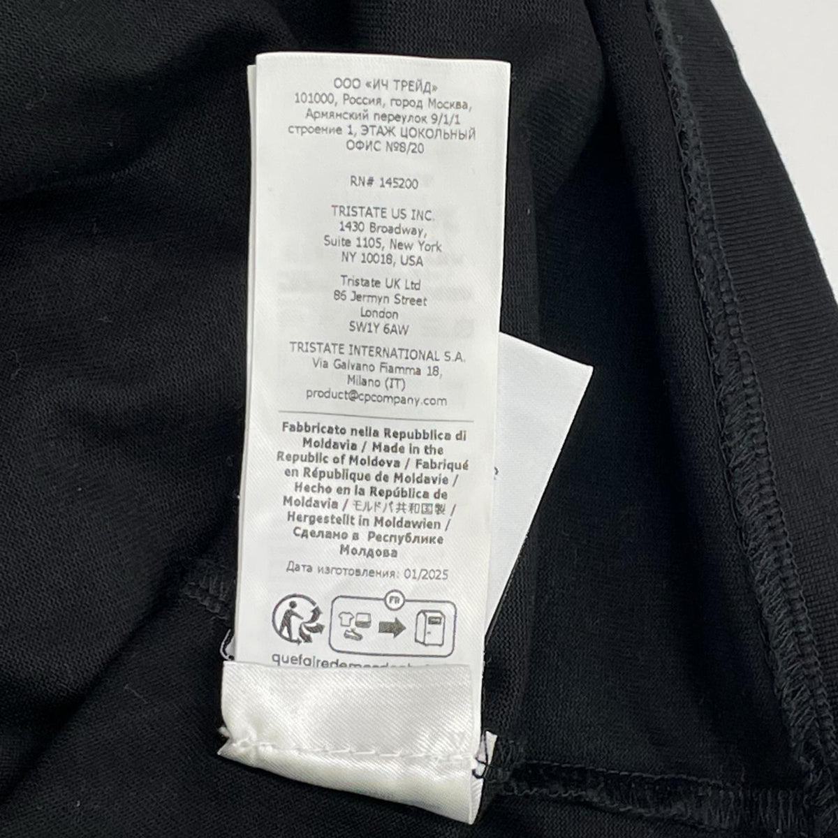 C.P.COMPANY シーピーカンパニー ブラック 30/2 Mercerized Tシャツ トップス