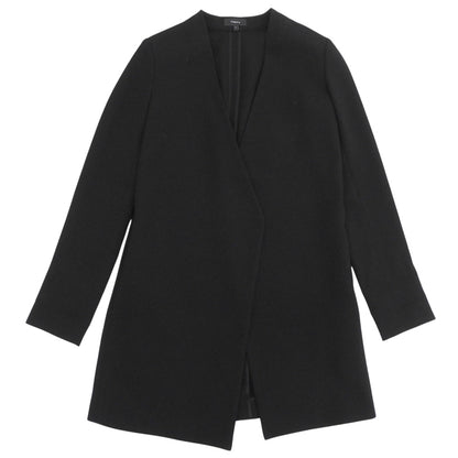 Theory セオリー WINOLA ノーカラー ロング ジャケット レディース ブラック 0 ジャケット