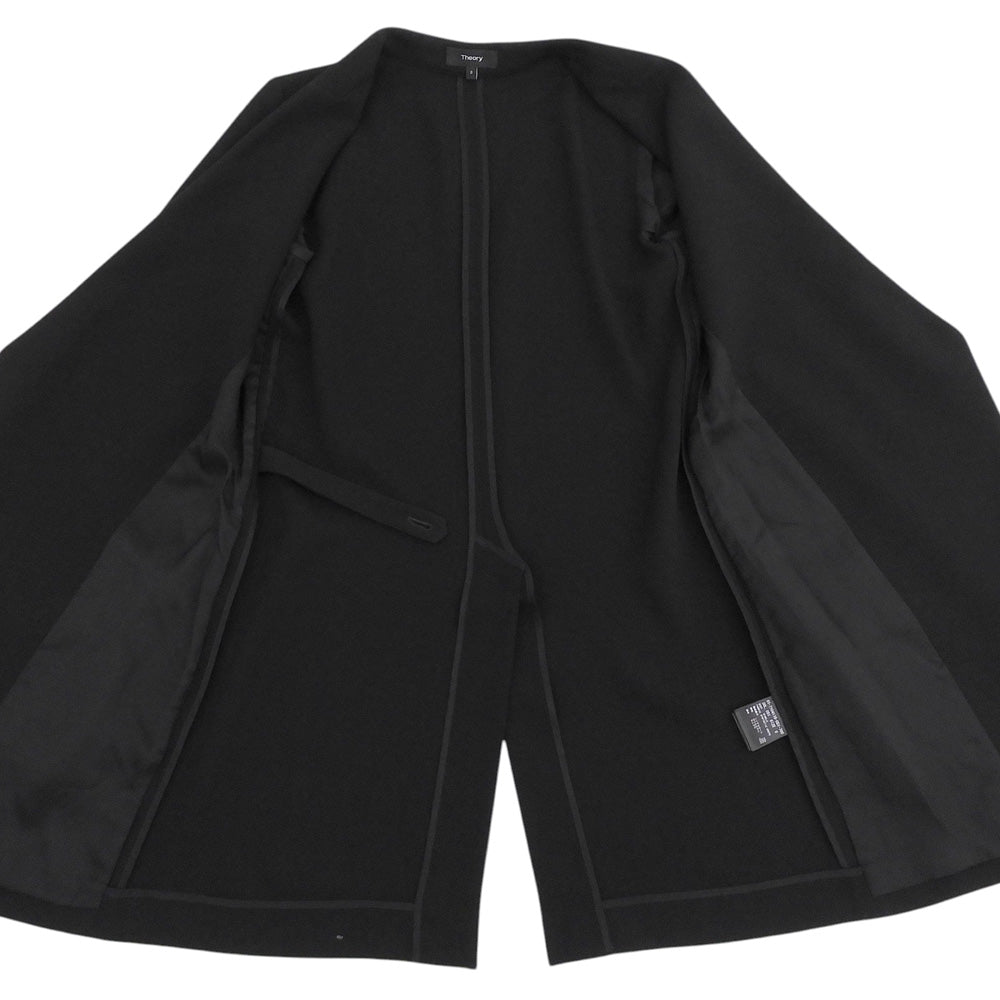 Theory セオリー WINOLA ノーカラー ロング ジャケット レディース ブラック 0 ジャケット