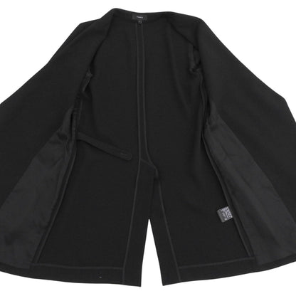 Theory セオリー WINOLA ノーカラー ロング ジャケット レディース ブラック 0 ジャケット