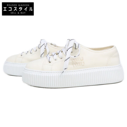 MIUMIU ミュウミュウ 【美品】389 ロゴ キャンバス 厚底スニーカー シューズ